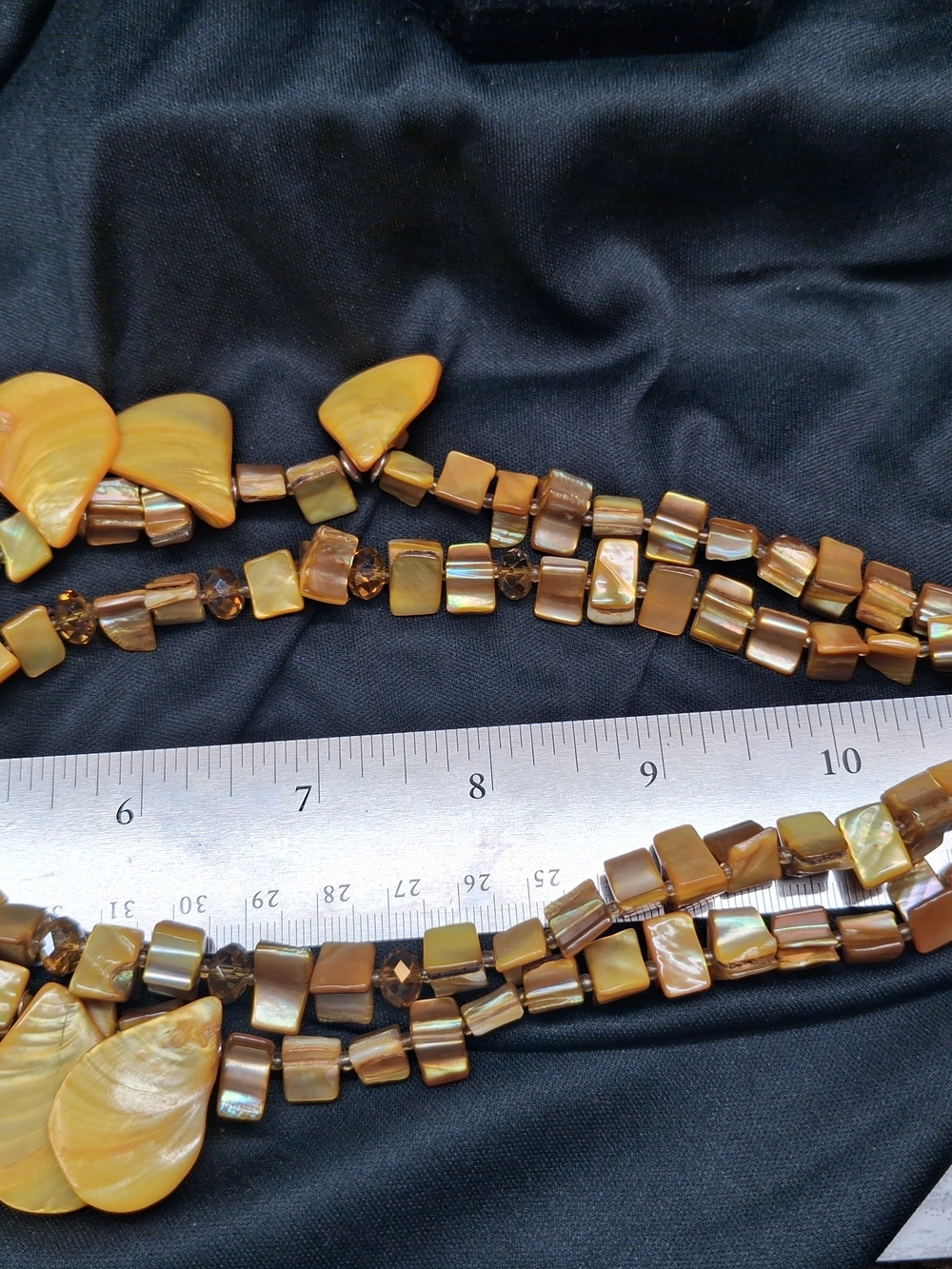 Gold-Toned 2-teired Shell Beaded Women's Necklace